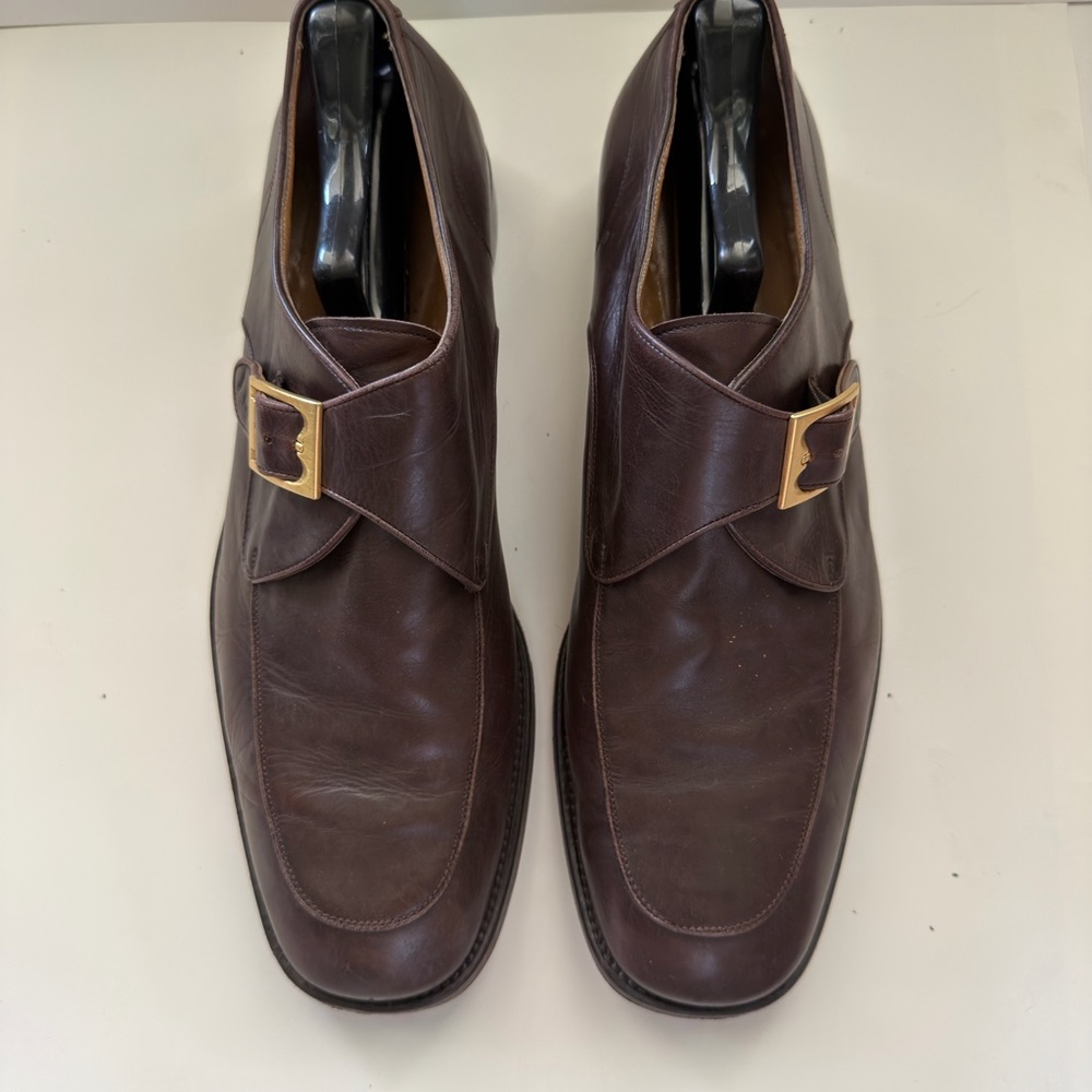 Bally Dark Brown Leather Single Buckle Monk Loafers - Picture 3 of 7